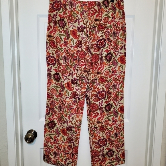 Ralph Lauren Sport Womens Size 10 Red Beige Floral Silk Pants - Picture 5 of 12